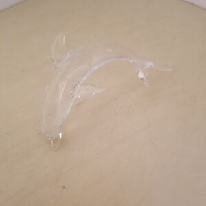 Unk Clear Glass Dolphin Figurine